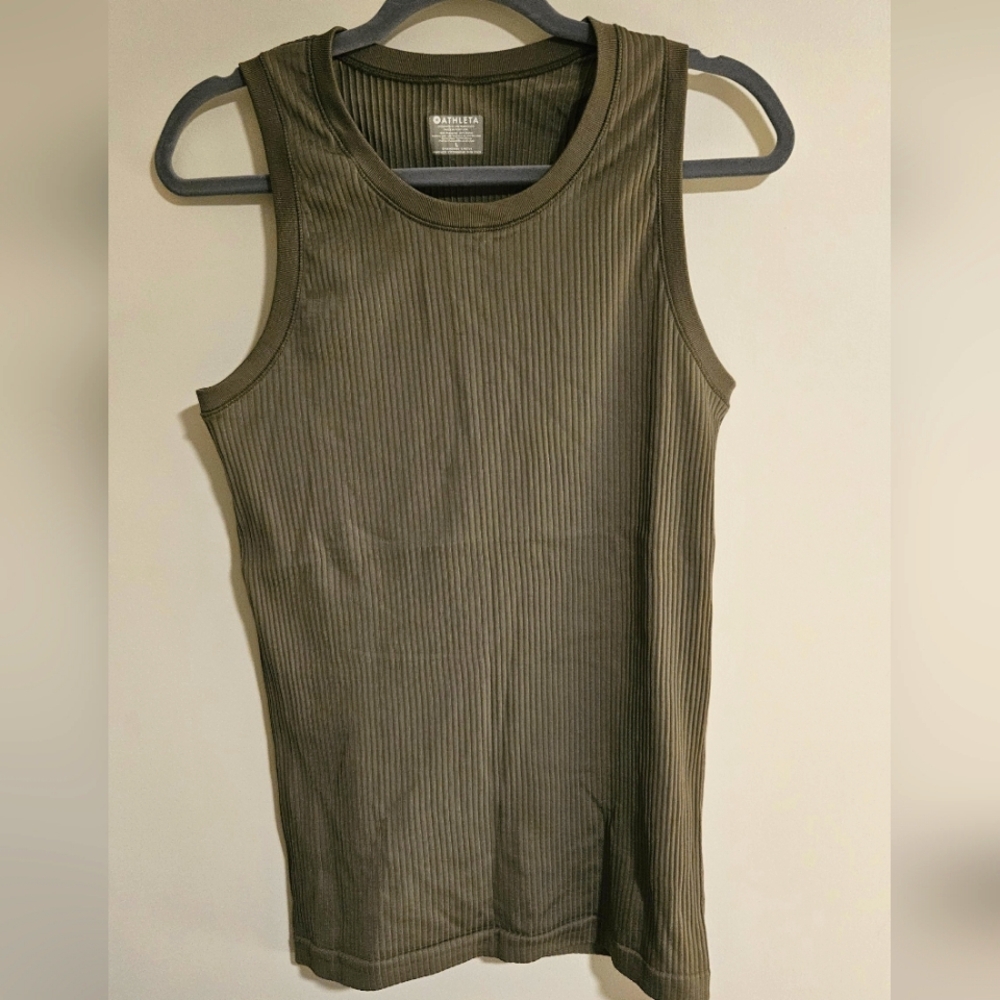 Athleta Olive Ribbed Tank Top